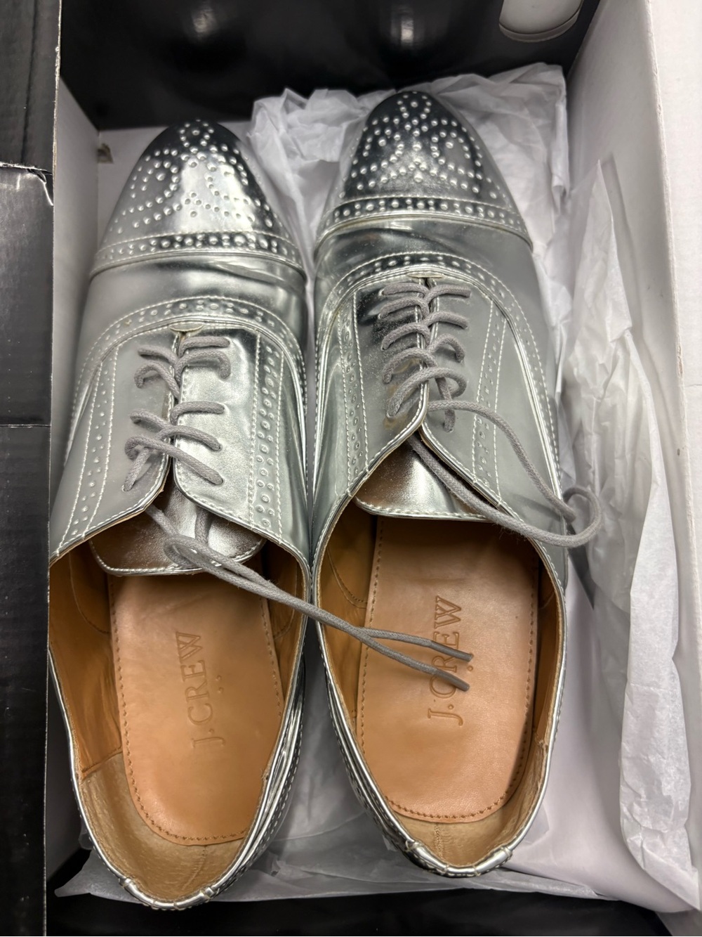 J. Crew Factory Metallic Oxfords. Size 9. Like New.
